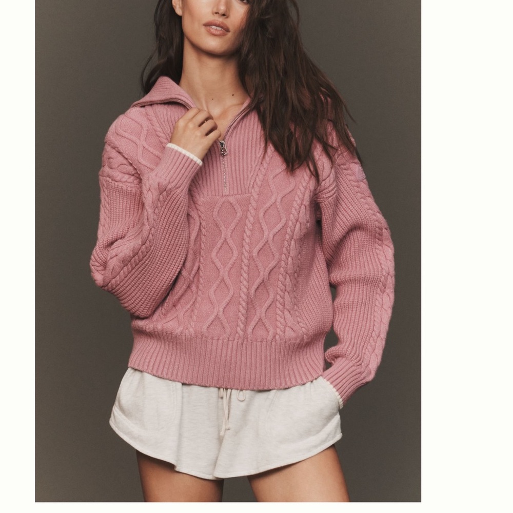 Varey didi relaxed cable-knit half zip sweater  NWT